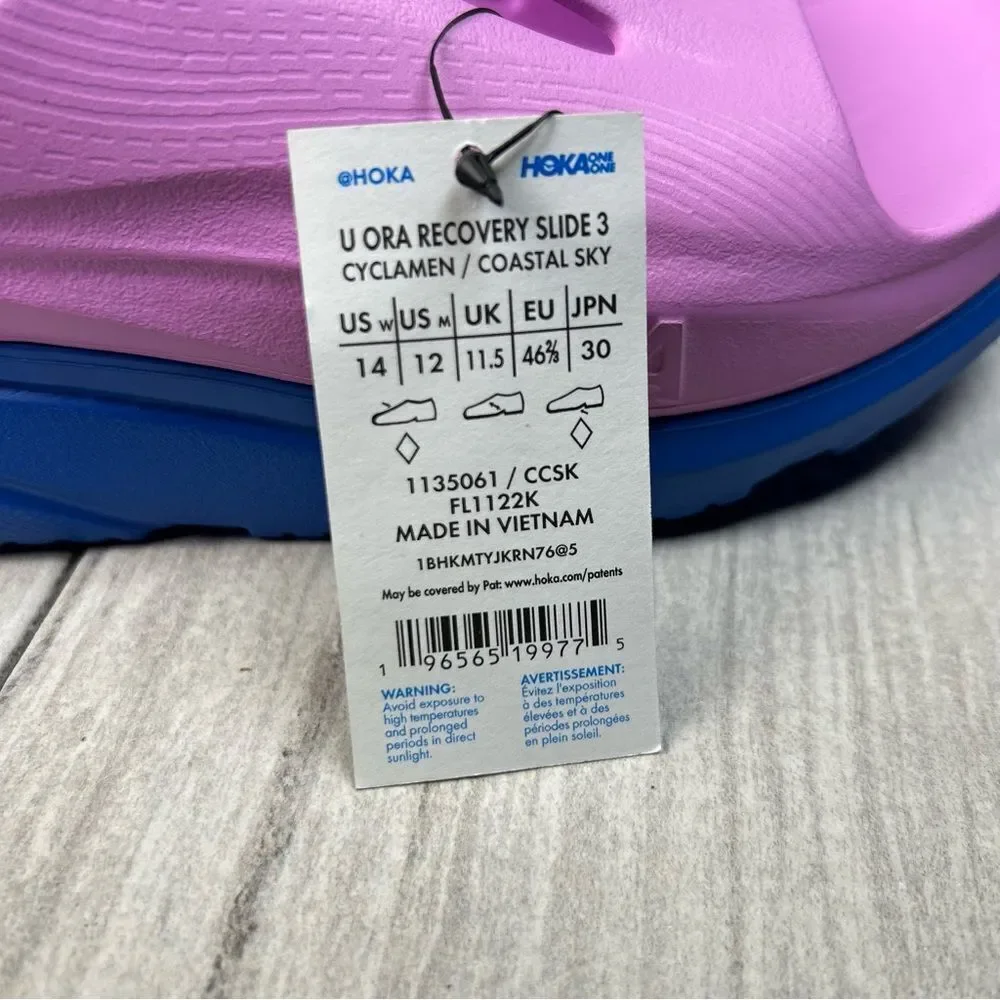 Hoka One One Ora Recovery Slide 3 Purple Blue Slide Comfort Shoe Mens Size 12 13